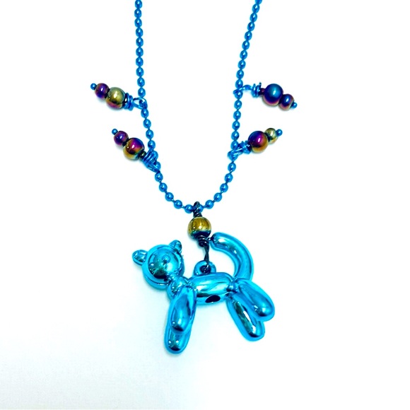 Aqua Blue Toyland Balloon Kitty Cat Necklace - Picture 4 of 7